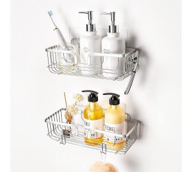 YOHOM Shower Caddy Basket with Hooks Adhesive Shower Shelf Rack for Bathroom Shampoo Holder Loofah Razor Hanger Kitchen Spice Storage Organizer for Toilet Dorm 2pcs - BG1IA1CE7
