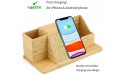 Bamboo Desk Organizers and Accessories,Desk Organizer with Charging Station,Desktop Wireless Charging Stand,Wood Storage Caddy,Pen Holder,for Office Home School Gifts - B19G5CLBN