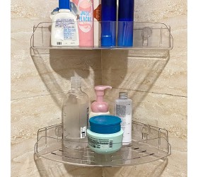 Acrylic Corner Shower Caddy Shelf 2 Pack Adhesive Corner Shower Caddy Wall Mounted No Drilling Traceless Bathroom Storage Organizer Clear Corner Shelves Rack for Toilet Shampoo Dorm and Kitchen - BCO27EF13