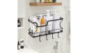 Bathroom Shower Organizer with Hooks No Drilling Adhesive Wall Mounted Shower Caddy Basket Shelf Multi-Function Stainless Steel Holder Rack for Kitchen Panty Organization and Storage 1 Tier Black - BAZCKL22C