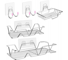 CGBE Shower Caddy Basket with Soap Dish Holder Shelf Adhesive Hooks for Shampoo Conditioner Bathroom Kitchen Storage Organizer Stainless Steel Adhesive No Drilling 5PCS - B0X6SOBXN