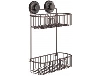 HASKO accessories Shower Caddy with Suction Cups | 304 Stainless Steel | Adhesive 3M Stick Discs | 2 Tier Basket for Bathroom and Kitchen Storage Bronze - B7YQK6VAX