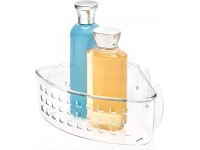 iDesign Plastic Bathroom Suction Holder Shower Organizer Corner Basket for Sponges Scrubbers Soap Shampoo Conditioner 9" x 7" x 3.5" Clear - BIHKQ64YK