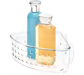iDesign Plastic Bathroom Suction Holder Shower Organizer Corner Basket for Sponges Scrubbers Soap Shampoo Conditioner 9 x 7 x 3.5 Clear - BIHKQ64YK