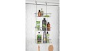 mDesign Metal Over Shower Door Caddy Hanging Bathroom Storage Organizer Center with Built-in Hooks and Baskets on 3 Levels for Shampoo Body Wash Loofahs Chrome - BVFDPF9WN