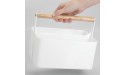 mDesign Plastic Portable Shower Caddy Divided Basket Bin Storage Organizer with Wood Handle for Bathroom Vanity Dorm Shelf & Cabinet Holds Shampoo Conditioner Aura Collection White Natural - BLK47HPH8