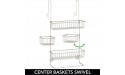 mDesign Steel Shower Caddy Hanging Shelf Rack Storage Organizer 4 Baskets 2 Hooks for Bathroom Dorm Corner Inside Shower Wall Holds Shampoo Conditioner Soap Dispenser Sponge Satin - BBVJKOBZR