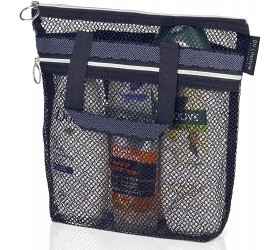 Mesh Shower Bag 10.2x9.9'' Quick Dry Shower Caddy with Zipper & 2 Pockets. Portable Shower Tote Ideal for Gym Travel Camp Beach for Sunscreen or as part of College Essentials Black - B4G09WEZ4