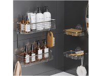 Shower Caddy Bathroom Shower Shelves 4 Pack,Autonomier Adhesive Shower Organizer Shower Rack For Inside Shower,304 Stainless Steel Shampoo & Soap Holder Tile Wall Shower Storage-Silver - BEKE5WGB5