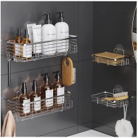 Shower Caddy Bathroom Shower Shelves 4 Pack,Autonomier Adhesive Shower Organizer Shower Rack For Inside Shower,304 Stainless Steel Shampoo & Soap Holder Tile Wall Shower Storage-Silver - BEKE5WGB5