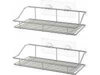 SMARTAKE 2-Pack Shower Caddy Adhesive Bathroom Shelf Wall Mounted No Drilling Strong Shower Caddies Kitchen Racks Stainless Steel Storage Organizers 9.9 Inches Silver - BY9UAFVJI
