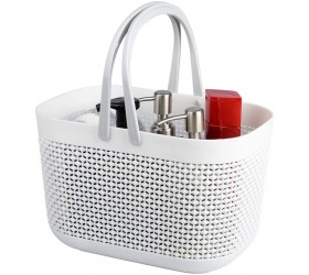 UUJOLY Plastic Organizer Storage Baskets with Handles Shower Caddy Bins Organizer for Bathroom and kitchen（White） - BTOLGX9UU