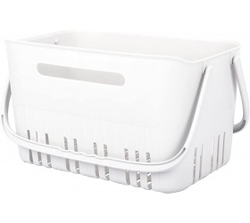 UUJOLY Portable Shower Caddy Basket Tote for Bathroom College Dorm Plastic Storage Basket with Handles Organizer Bins for Kitchen Bathroom White - B4OZ3Z9EE