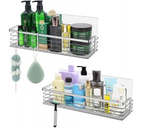 YOUUD 2 Pack Shower Caddy Basket Shelf with Hooks Separable Bathroom Storage Organizer Wall Mounted No Drilling Traceless Adhesive Stainless Steel Rustproof Corner Rack for Bathtub Kitchen -Silver - BT34D4ZQQ