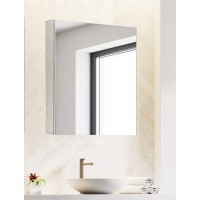 Bathroom Medicine Cabinet Aluminum Recessed Surface Mount 20" x 24" Right Left Hinged Mirrored Interior - B4I787BCT