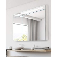 Bathroom Medicine Cabinet Aluminum Recessed Surface Mount 36" x 30" 3 Door Mirrored Interior w LED - BVHB2YMMU