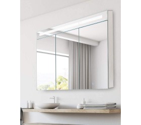 Bathroom Medicine Cabinet Aluminum Recessed Surface Mount 36 x 30 3 Door Mirrored Interior w LED - BVHB2YMMU