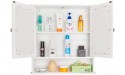 Bathroom Wall Cabinet with Adjustable Shelf Wall Mounted Medicine Cabinet Double Door Mirror Indoor White - BDYD9A7CY