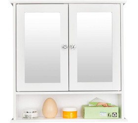 Bathroom Wall Cabinet with Adjustable Shelf Wall Mounted Medicine Cabinet Double Door Mirror Indoor White - BDYD9A7CY