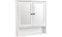 Bathroom Wall Cabinet Wood Hanging Cabinet Wall Mounted Bathroom Cabinet with 2 Mirror Doors and Shelves Adjustable Shelf for Bathroom Living Room Kitchen White 22 W x 5.1 D x 22.8 H - BYMZGPWO3