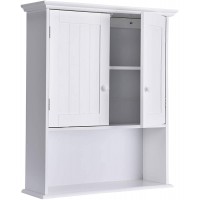 GLACER Bathroom Wall Cabinet Medicine Cabinet with Double Doors and Adjustable Shelf Wall Mounted Storage Cabinet for Bathroom Living Room Kitchen Entryway 23.62 x 7.87 x 27.76 inches White - BVQRCKV9Y