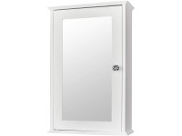 Kcelarec White Bathroom Wall Mounted Cabinet Storage Cabinet with Single Mirror Door Bathroom Medicine Cabinet - BC190EQYU