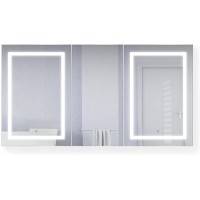 Krugg LED Medicine Cabinet 66 Inch X 36 Inch | Recessed or Surface Mount Mirror Cabinet w Dimmer & Defogger + 3X Makeup Mirror Inside & Outlet + USB Left Left Right - BPCNQFA7M