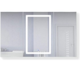Krugg LED Tri-View Medicine Cabinet 60 Inch X 36 Inch | Recessed Surface Mount Mirror Cabinet w Dimmer & Defogger + 3X Makeup Mirror Inside & Outlet + USB … Left Left Right - B7C36O4A2