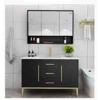 L-KCBTY 58 78cm Solid Wood Bathroom Mirrors Cabinet,Half-Cover Storage Objective Mirrors Medicine Cabinet,White Black - BWBLHCC4Q