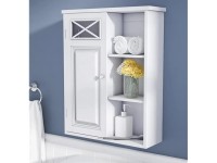 Medicine Cabinet with Shelf-White Wall Mounted Bathroom Cabinet with Three Open Shelves-for Extra Storage in Your Spa-Worthy Space - BT03IT1N9