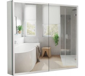 MOVO Double Doors Medicine Cabinet with Mirror 30 inch X 26 inch Aluminum Bathroom Medicine Cabinet Adjustable Glass Shelves Waterproof and Rust-Resist Recess or Surface Mount Installation - BYFND9V7U