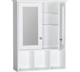 MUPATER Oversized Bathroom Medicine Cabinet Wall Mounted Storage with Mirrors Hanging Bathroom Wall Cabinet Organizer with Two Adjustable Shelves and Three Open Compartments White - B7NN5KBXV