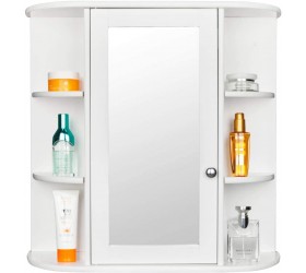 ONMIER-US Bathroom Wall Mounted Cabinet 3 Tiers Shelvs Single Door with Mirrior,Indoor Kitchen Medicine Cabinet Shelves Organizer White - BJ8OKSS90