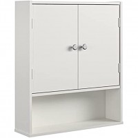 Pemberly Row Contemporary 2 Shelf Wall Medicine Cabinet in White - BS82IL8T9