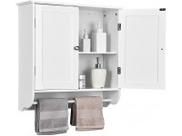 Tangkula Bathroom Cabinet Wall Mounted Bathroom Medicine Cabinet with Bar & Double Door & Adjustable Shelf Over The Toilet Storage Cabinet Hanging Cabinet for Bathroom Laundry Kitchen - BR36AKJOM