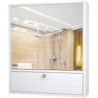 Tangkula Bathroom Mirror Cabinet Wall Mounted Medicine Cabinet with Mirror Doors & Adjustable Shelf Mirrored Bathroom Storage Cabinet Bathroom Wall Cabinet 21.5 x 5.5 x 24.5 Inches White - BGRBPJPTI