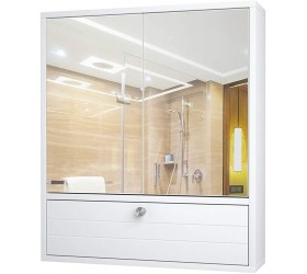 Tangkula Bathroom Mirror Cabinet Wall Mounted Medicine Cabinet with Mirror Doors & Adjustable Shelf Mirrored Bathroom Storage Cabinet Bathroom Wall Cabinet 21.5 x 5.5 x 24.5 Inches White - BGRBPJPTI