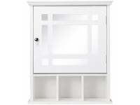 Topeakmart Mirrored Medicine Cabinet Wall Mount Home Oraganizer with Inner Adjustable Shelf Living Room and Kitchen Storage Cbinet White - BJD5SVMBE