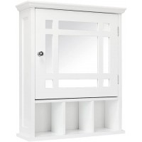 Topeakmart Wall Mount Medicine Cabinet with Mirror Door and Inner Adjustable Shelf for Bathroom Organization White - BNYADVIXN