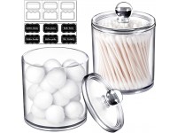 2 Pack of 15 Oz. Qtip Dispenser Apothecary Jars Bathroom with Labels Qtip Holder Storage Canister Clear Plastic Acrylic Jar for Cotton Ball,Cotton Swab,Q-tips,Cotton Rounds 2 Pack of 15 Oz.，Small  - BHWUVZ2GO
