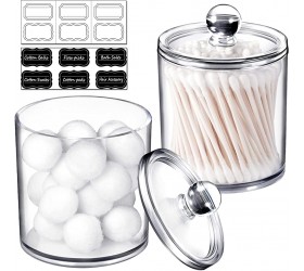 2 Pack of 15 Oz. Qtip Dispenser Apothecary Jars Bathroom with Labels Qtip Holder Storage Canister Clear Plastic Acrylic Jar for Cotton Ball,Cotton Swab,Q-tips,Cotton Rounds 2 Pack of 15 Oz.，Small - BHWUVZ2GO