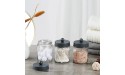 6 Pack Apothecary Jars Bathroom Vanity Organizer- Rustic Farmhouse Decor Storage Canister with Stainless Steel Lids- Qtip Dispenser Holder for Q-Tips,Cotton Swabs,Rounds,Ball,Flossers Grey - BCHW8KM06