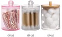 6 Pack Qtip Holder Dispenser for Cotton Ball Cotton Swab Cotton Round Pads Floss 10 oz Clear Plastic Apothecary Jar for Bathroom Canister Storage Organization - BTWZL6OHG