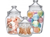 Amazing Abby Embrace Acrylic Bathroom Canisters 3-Piece Set Plastic Apothecary Jars for Vanity BPA-Free and Shatter-Proof Great for Cotton Balls Bath Sponges Shower Balls and More - BJAPFBZTP