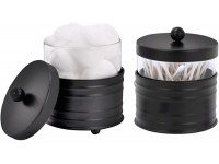 Autumn Alley Farmhouse Apothecary Jars Set in Black– Bathroom Jars Qtip Holder Glass Dispenser- Rustic Vanity Organizer with Lids for Cotton Balls Swabs Rounds Bath Salts 2-Glass Jars - BDUEQYBE3
