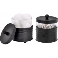 Autumn Alley Farmhouse Apothecary Jars Set in Black– Bathroom Jars Qtip Holder Glass Dispenser- Rustic Vanity Organizer with Lids for Cotton Balls Swabs Rounds Bath Salts 2-Glass Jars - BDUEQYBE3