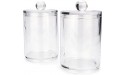 Brookstone BKH1482-AMZ 2 Pack Qtip Holder Cotton Swab Storage Dispenser Jars with Lids Minimalistic Bathroom Organizers Acrylic 2 - BJUJ11RNG