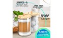 Clear Plastic Apothecary Jars with Lids Premium Acrylic Qtip Holder Bathroom Set 6 Pack 10 Oz Bathroom Canisters for Cotton Ball Cotton Swab and Cotton Round Pads Compact Qtip Dispenser - B44SJ7AKL