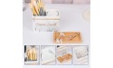 Cotton Swab Holder Cotton Ball Holder Dispenser with Lid 2 Compartments Marble Resin Storage Box Bathroom Accessories Cosmetics Countertop Organizer Containers White Marble with Gold Trim - B69RX97HT