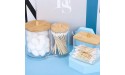 Gukasxi 2 Pack Acrylic Qtip Holder Dispenser Bathroom Jars with Bamboo Lids,Double-tube Cotton Ball Pad Swab Holder for Bathroom Accessories Storage Organizer - BIC3YOJGB
